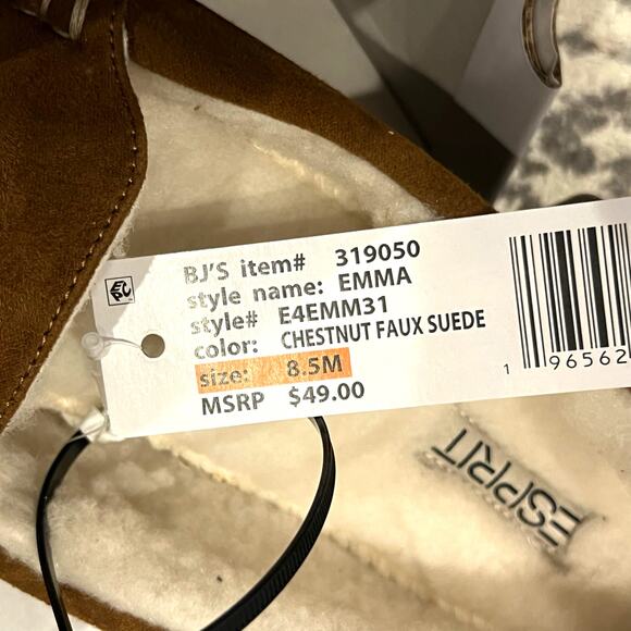 Esprit Women's Chestnut Faux Suede Emma Comfort Flat Slip On Shoes Size 8.5M NWT - Picture 4 of 7